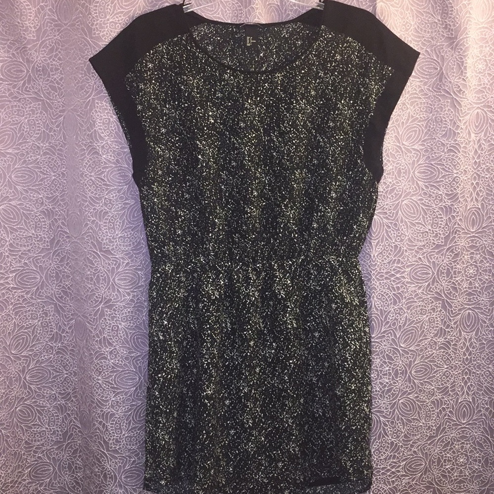 Black and white shift dress